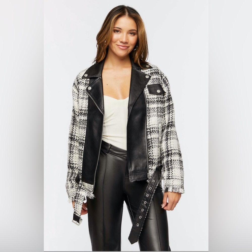 Tweed & Faux Leather Moro Jacket